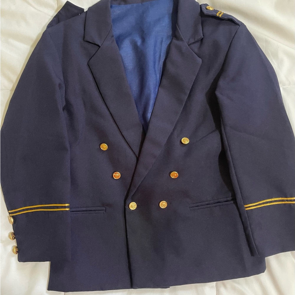 Navy Blue Blazer with Gold Buttons